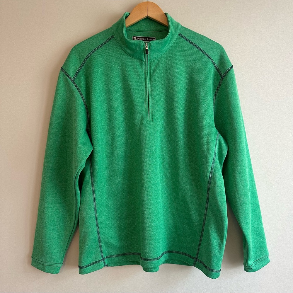 Pebble Beach Performance Quarter‑Zip Pullover Men’s Medium | Green Athletic Golf